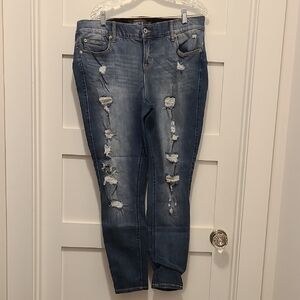 Torrid Blue Distressed Skinny Jeans